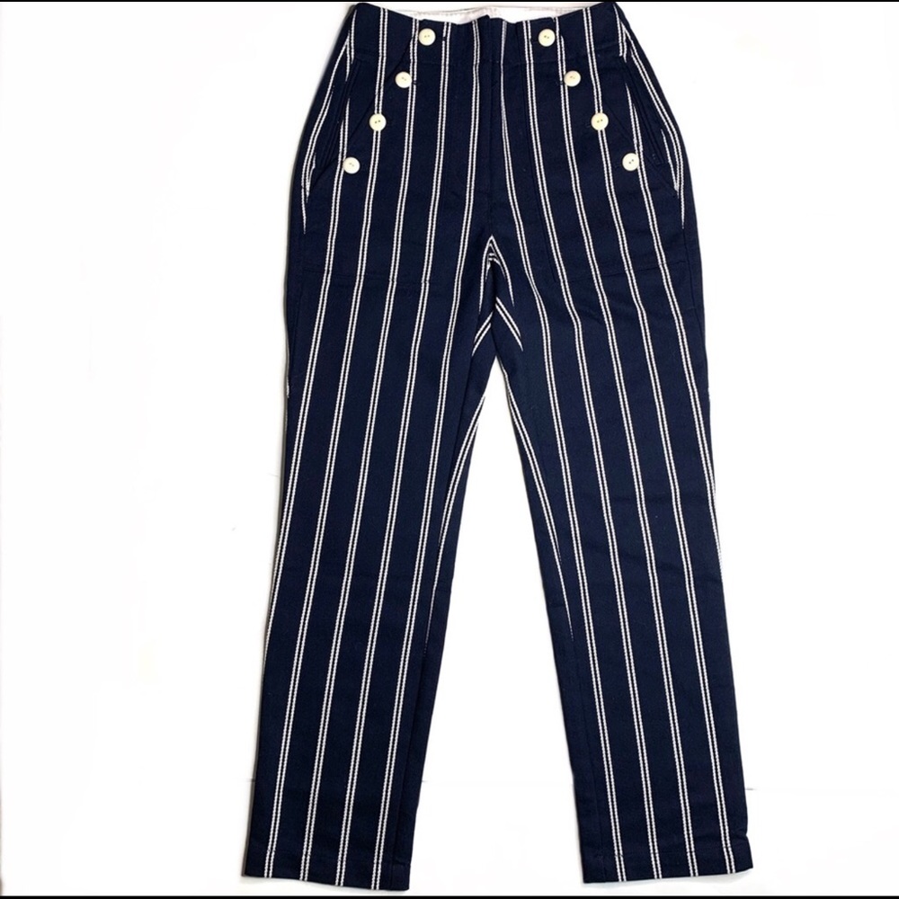 NWT J. Crew Navy Striped Sailor Pants Trousers